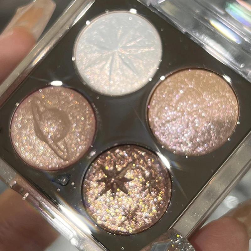 Perleťová paleta rozjasňujúcich tieňov na oči s jemným trblietaním, trblietavé diamantové tiene na ležiace hodvábne červené viečko, vodotesný, dlhotrvajúci očný make-up