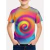 3D Tie-Dye Rainbow Print Kids' T-shirt Summer Fashion Casual Crew Neck Short-Sleeve Top for Boys & Girls