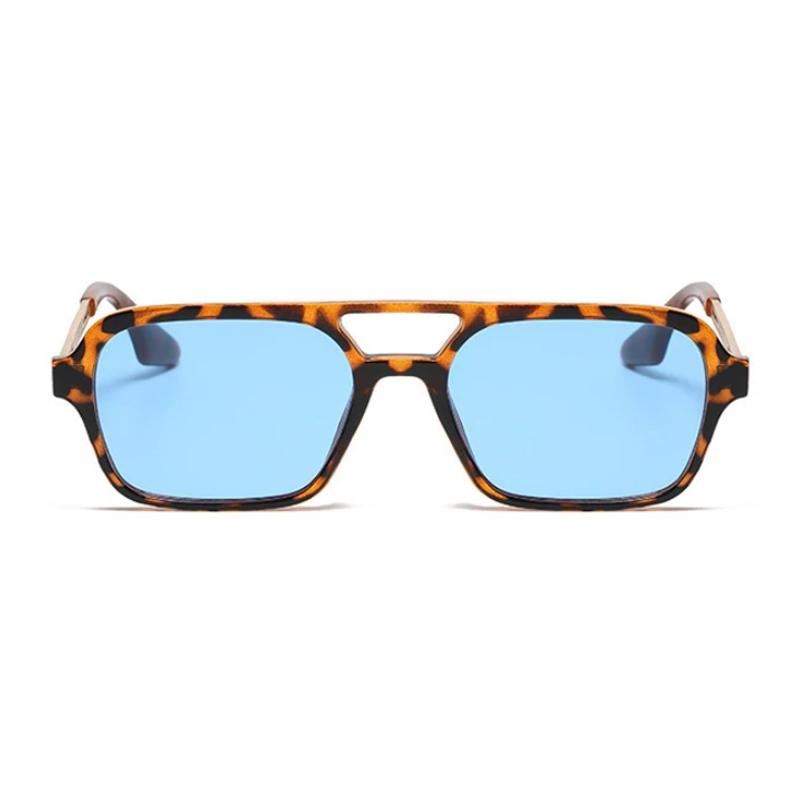 Small Vintage Square Sunglasses Women Brand Designer Mirror Sun Glasses Female Fashion Retro Leopard Frame Blue