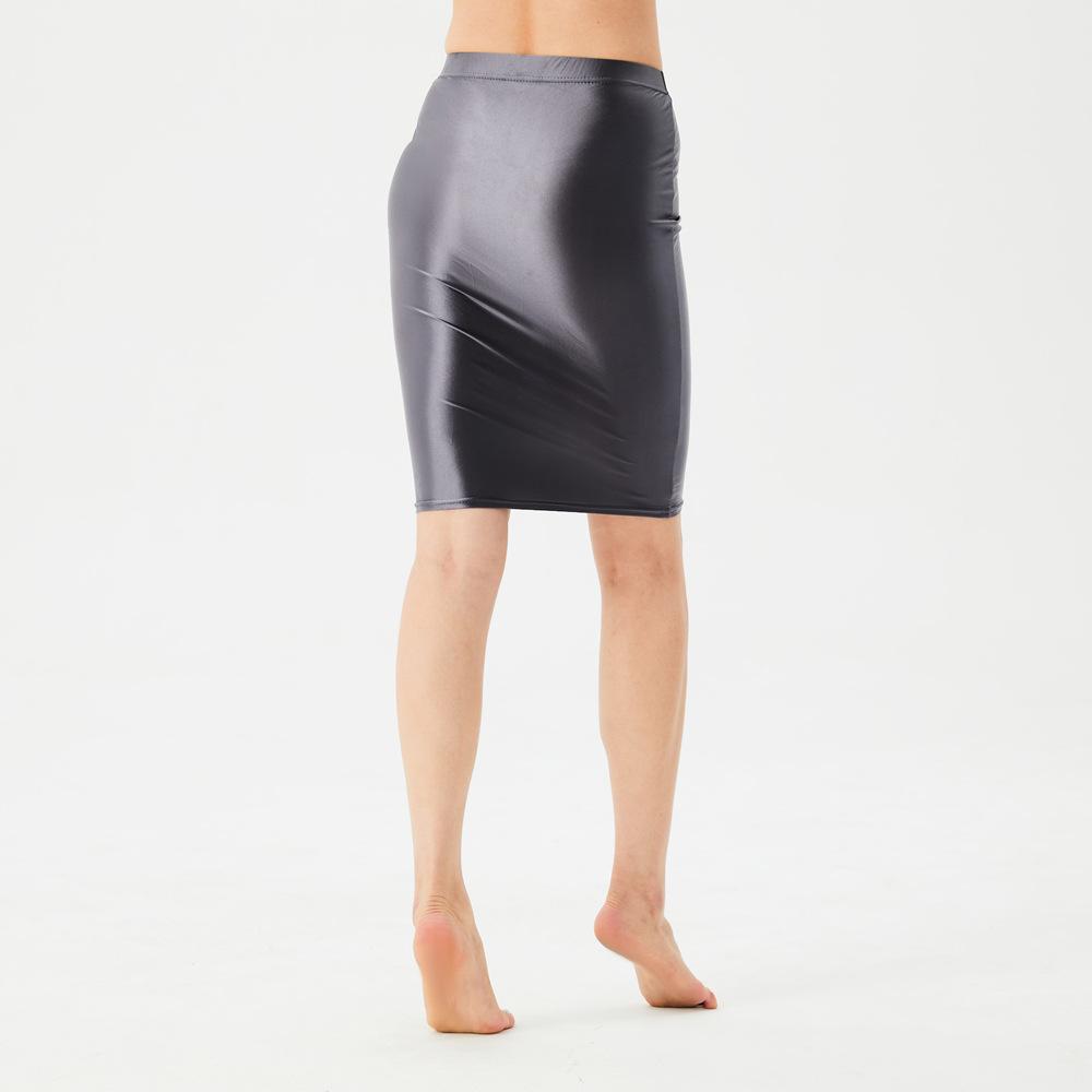 Thin Transparent Perspective Oily, Silky and Glossy Tight Hip Skirt Large Size Sexy One-step Skirt