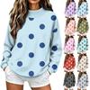 Women's Casual Long Sleeve Polka Dot Print Neck Sweatshirt