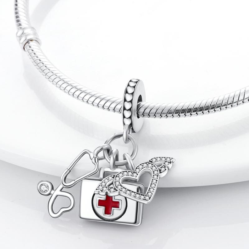 925 Silver Charms Doctor Medical Kit Pendant Nurse Bead Fit Bracelet For Women DIY Jewelry Gift
