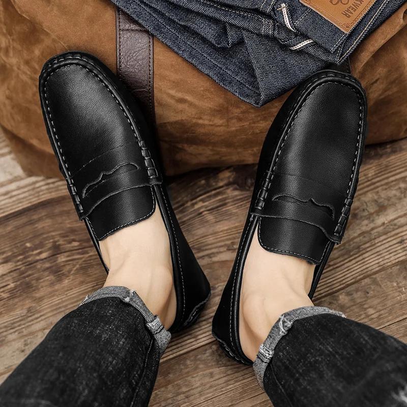 Mocassini da uomo versatili Classici slip-on Ballerine Vera pelle Scarpe casual da uomo Mocassini Super morbidi Calzature da passeggio da uomo Maschile