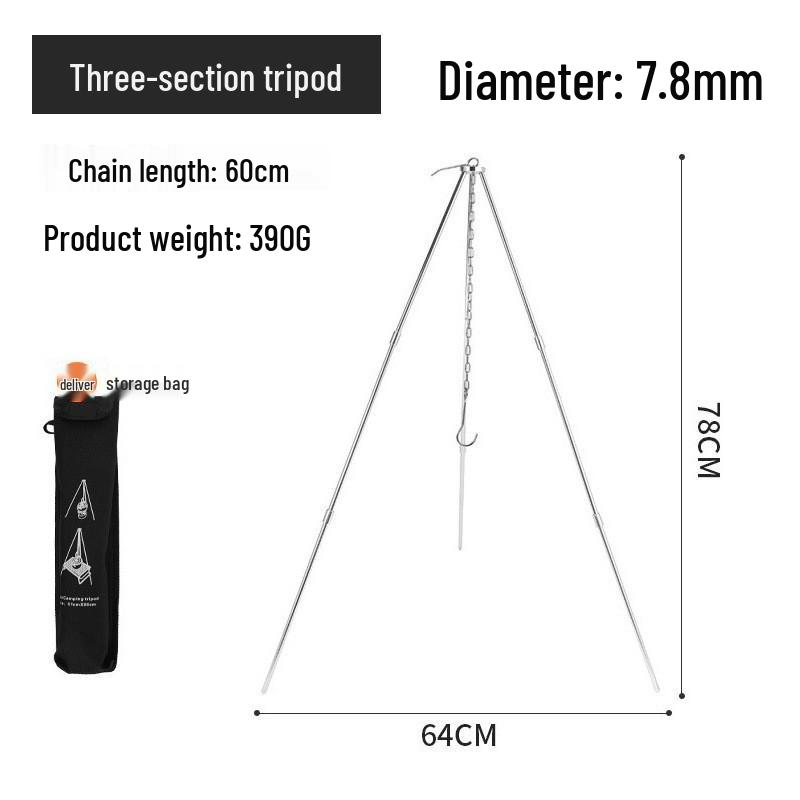 Aluminum Alloy Camping Tripod for Bonfire & Picnic Cooking