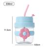 Cute Flower Straw Glass Water Bottle