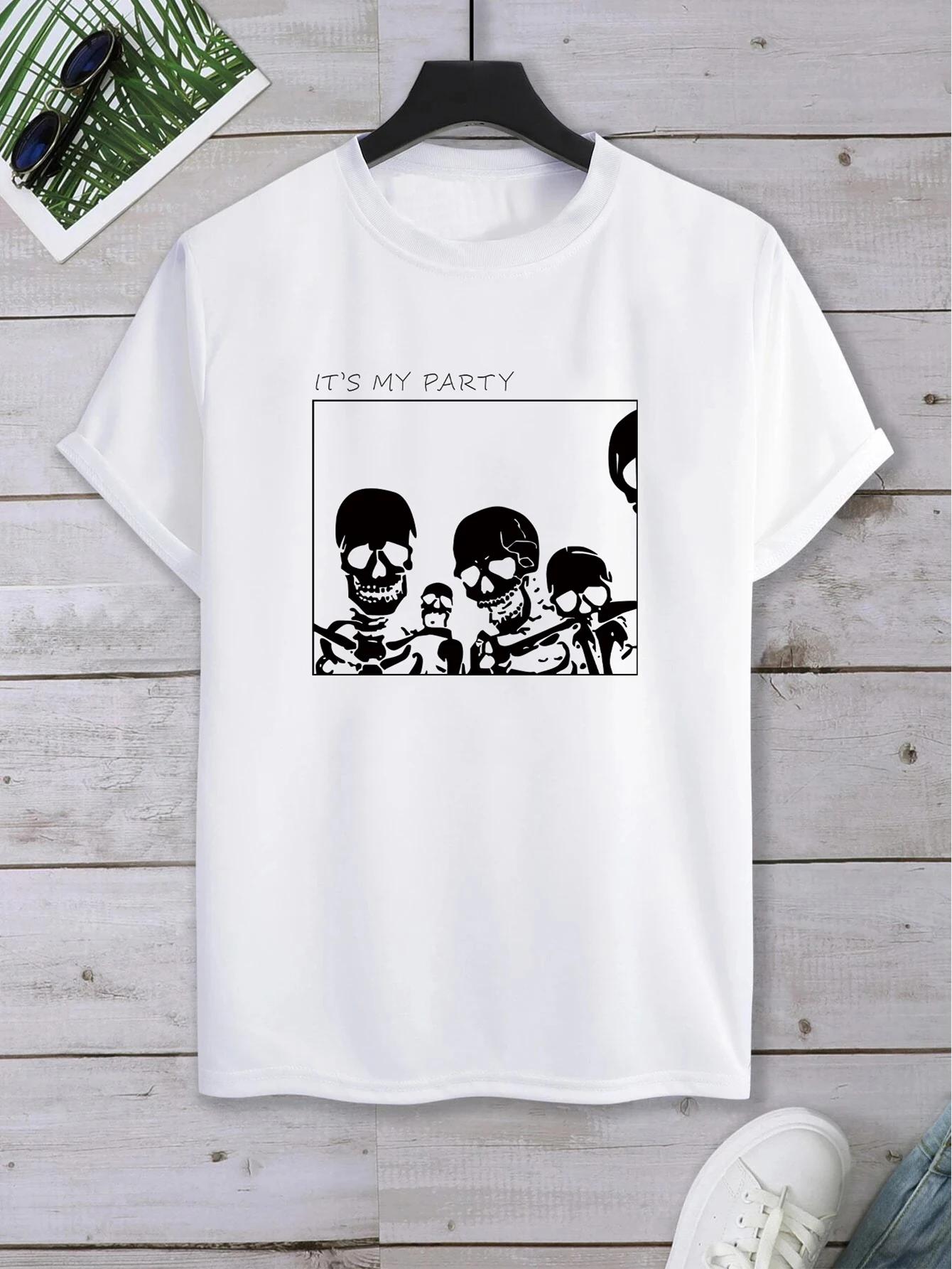 

Мужская футболка свободного кроя с графикой черепа, повседневная, с коротким рукавом, парная футболка M