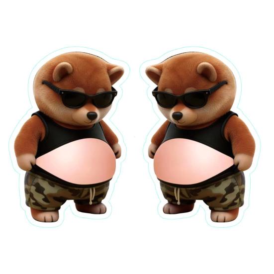 1 Paar 3D Elastischer Bauchtier-Aufkleber Angst Stressabbau Cartoon Tier Aufkleber mit Dickem Bauch Knet-Bauchtier Anti-Kollisions-Aufkleber