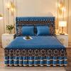 Luxury Lace Embroidery Bed Sheet Thick Velvet Quilted Bed Skirt Queen Size Warm Soft Plush Bedspread  Not Included Pillowcase