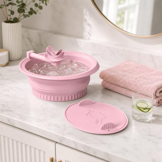 Bain de Glace pour le Visage, avec Design de Tuyau de Respiration, Silicone Pliable Outil Spa de Thérapie par le Froid pour Soin de la Peau, pour la Maison, le Voyage, le Camping