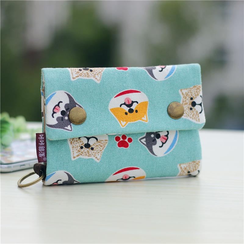 Women's Fold Card Wallet Canvas Cartoon Key Organizer Coin Purse Small Pouch Female Money Bag  for Girls