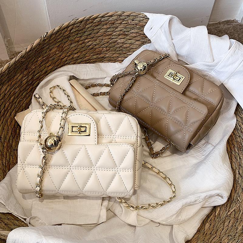 Rhombus embroidery thread small bag spring and summer new women's bag popular versatile shoulder bag simple small square bag