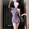 Sex underwear sexy purple pure desire new Chinese cheongsam free perspective uniform Internet celebrities can wear loungewear women