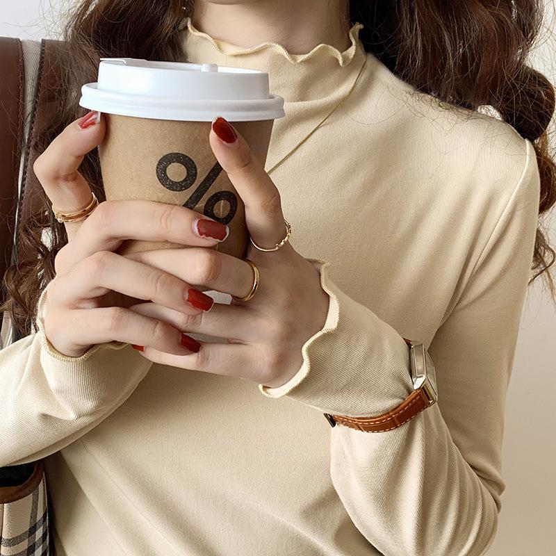 Half High Collar Base Shirt Women's Slim Fit Spring Korean Version Top Long Sleeved T-shirt