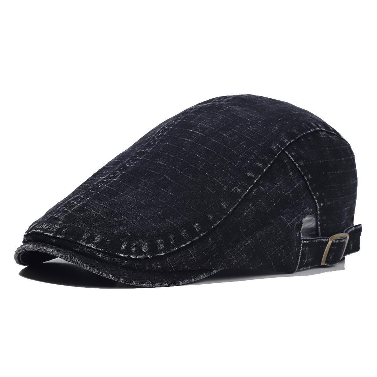 Unisex Vintage Washed Duckbill Beret – Spring/Summer Fashion Painter Hat One Size чёрный