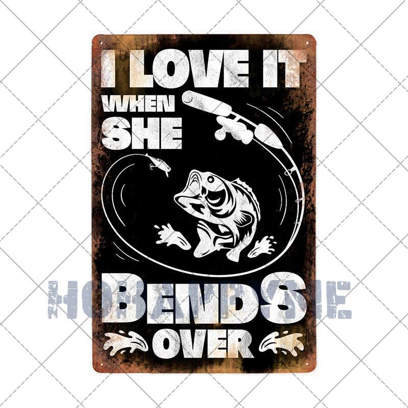 Fish Vintage Posters Sign Metal Plates Fisherman Fishing Solves Rules Classic Salmon Plaques Home Decoration Accessories 20X30CM