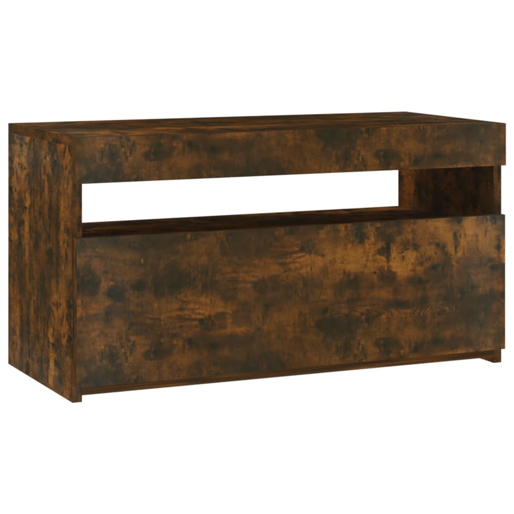 TV Stand with LED Lights Smoked Oak 75 x 35 x 40 cm