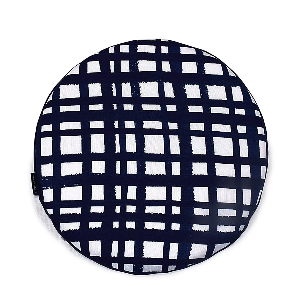 STYLE Decor Seat Cushion X Indigo Check Gingham Check Nordic Modern Stylish Zabuton Car Cushion W3602500 (34cm 34cm)