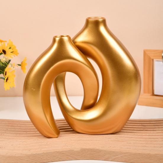 Vase Ornament, Resin Decorative Vase Sculpture, Table Decor for Living Room Bedroom Office Home Balcony Indoor