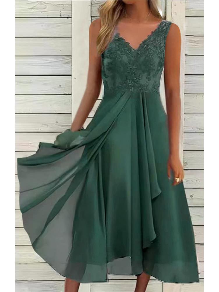 

Шифоновое кружевное платье без рукавов для подружки невесты или вечернее 3XL