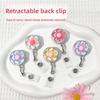 Transparent Worker ID Card Pull Buckle Cute ID Card Badge Holder Clip Floral Badge Reel  For Women