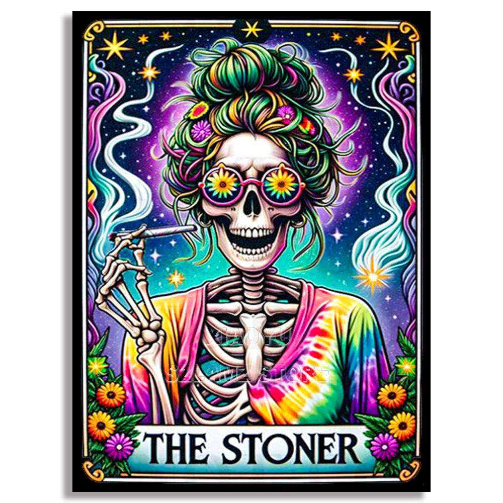 DIY Diamond Embroidery Tarot Card Diamond Painting Cartoon Skeleton Cross Stitch Set Halloween Art Decoration Gift