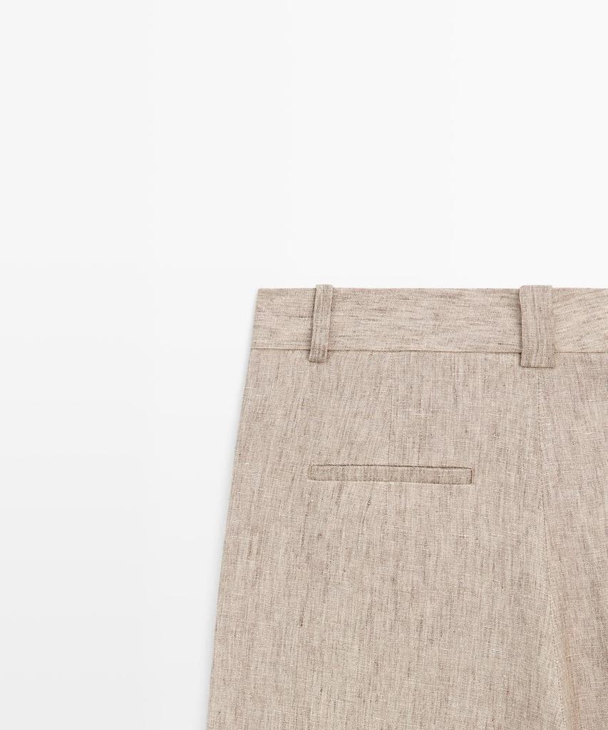 Masimodutti Melange Linen Pleated Pants