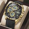 POEDAGAR Fashion Men Wristwatch Week Date Digital LED Quartz Man Clock Alarm Dual Time Display Electronic Luminous Men's Watches