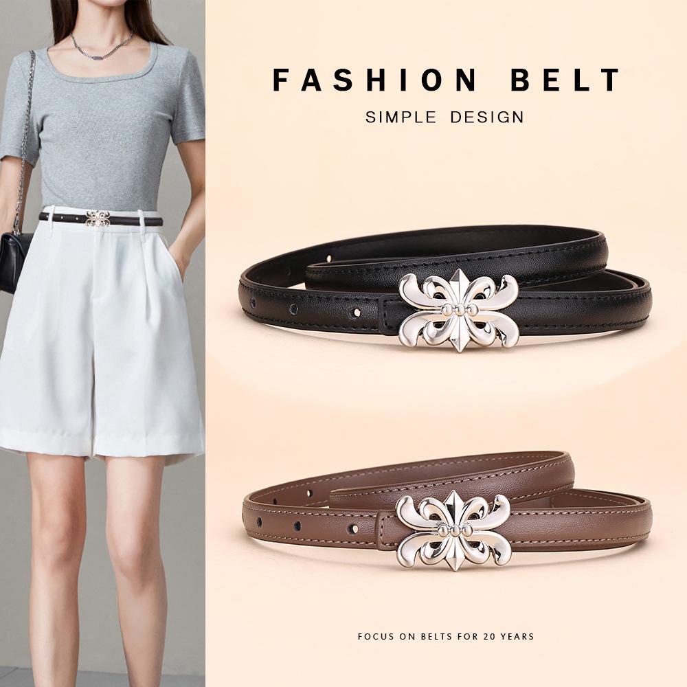 Vintage Women's Cowhide Leather Belt - Versatile Business and Casual Accessory