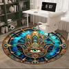 Alfombra redonda con diseño de mano de Fátima dorada, Cojín para silla, Alfombra redonda para entrada, Alfombras redondas suaves para sala de estar, dormitorio, decoración de alfombra circular, regalos