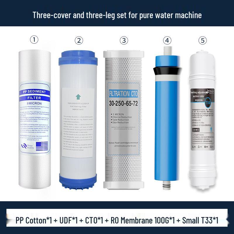 10-Inch Universal Water Purifier Filter: 3-Stage & 5-Stage Cartridge with PP Cotton, RO Membrane, Activated Carbon for Household Drinking Fountains