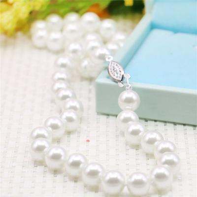 Collier rond en perles blanches de 10mm pour femmes et filles, fabrication de bijoux faits à la main, Design pour accessoires, cadeaux pour mères