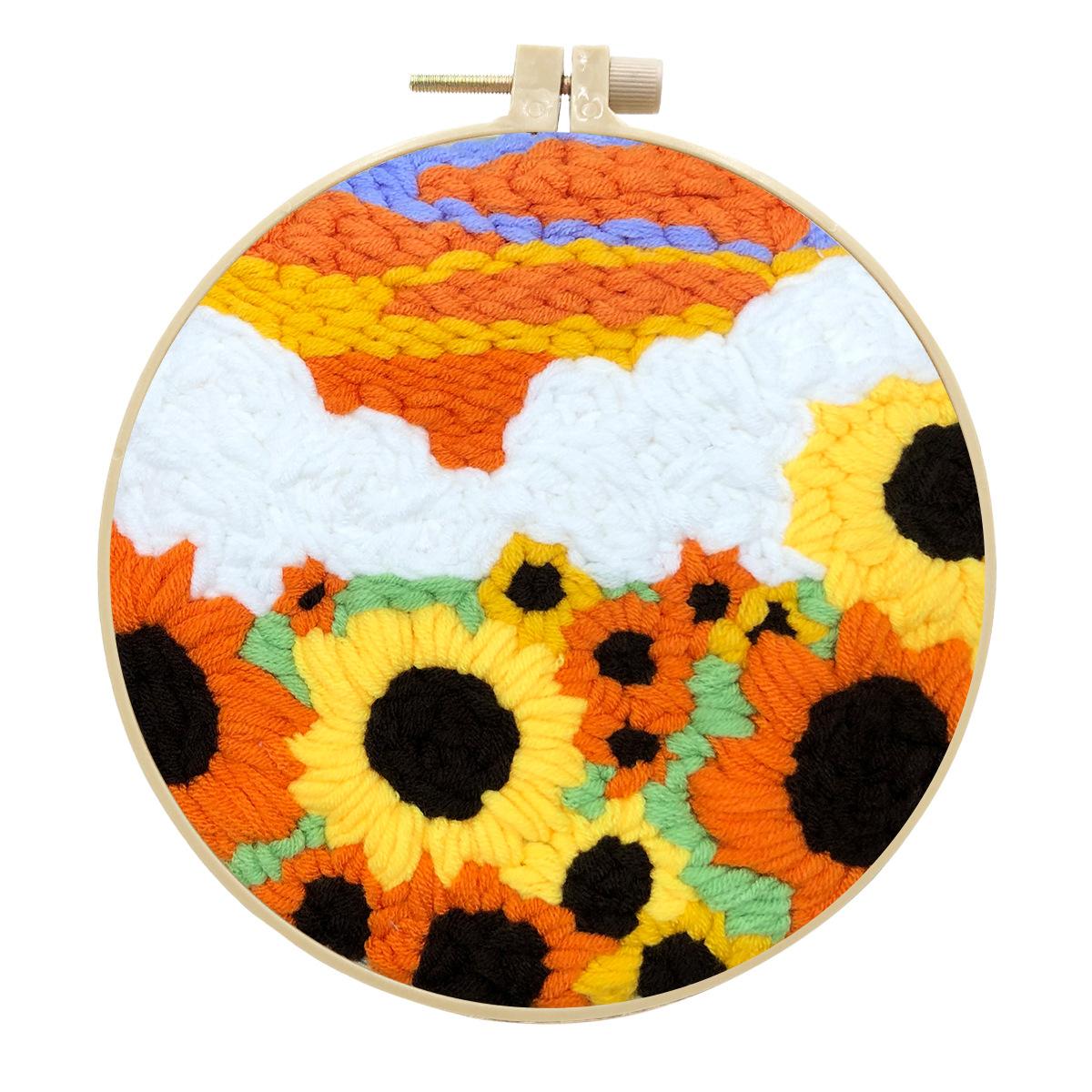 

1 шт. Желтый подсолнух Набор для вышивания крестом для начинающих 20cm