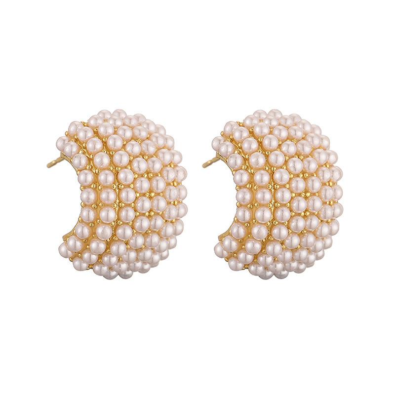 Hot Sale Luxury Jewelry Pearl C-shaped Earrings Korean Fashion Design Women's Earrings