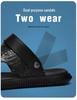 Men's Two-Way Open-Toe Cowhide Sandals: Cross-Strap Crocodile Pattern, Summer Outdoor Beach Half-Slippers