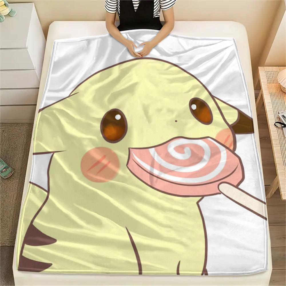 Pikachu Cozy Printed Flannel Blanket for Home Bed Sofa Travel Picnic Use.-TING