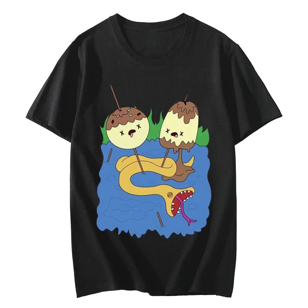 Rock T-shirt Adventure Time Cartoon Short Sleeved Men and Women Harajuku Y2k Fashion Autumn Winter Tees Unisex
