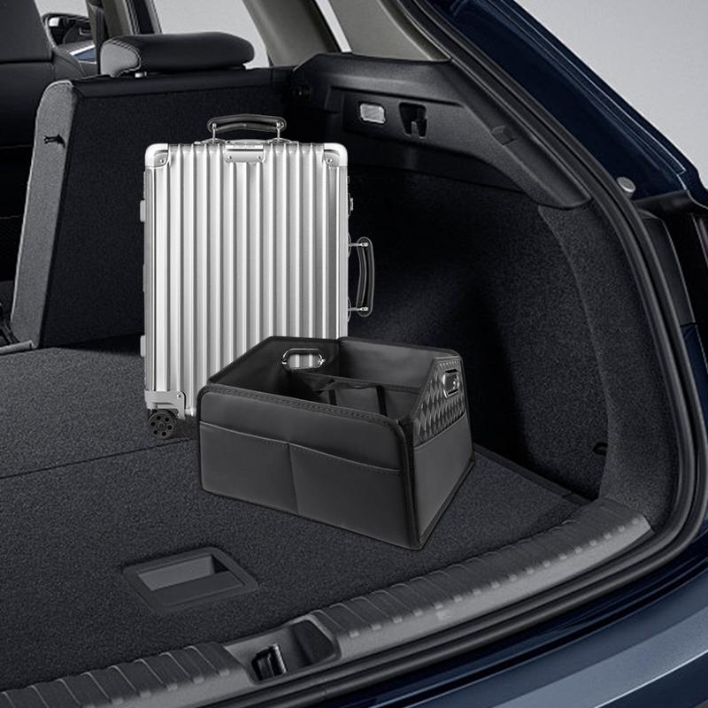 Storage For Car Trunk Leather Cargo Trunk Organizer Foldable Car Cargo Storage Multi-Compartment Camping Storage Box For Car