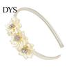 Flower Headband Princess Rhinestone Inlaid Multi-Petal 3D Flowers Lightweight Comfortable Hair Hoop Girls Party Accessory Transparent Plastic