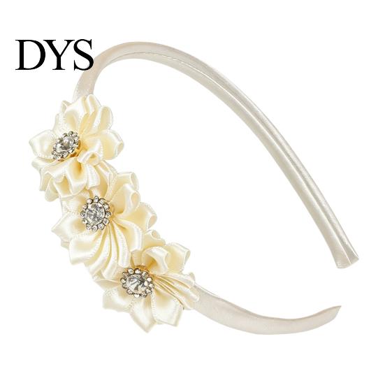 Flower Headband Princess Rhinestone Inlaid Multi-Petal 3D Flowers Lightweight Comfortable Hair Hoop Girls Party Accessory Transparent Plastic