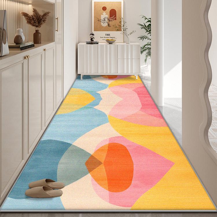 Modern Living Room Colored Long Corridor Carpet Abstract Decoration Home Non-slip Runners Rug Bedroom Bedside Washable Floor Mat