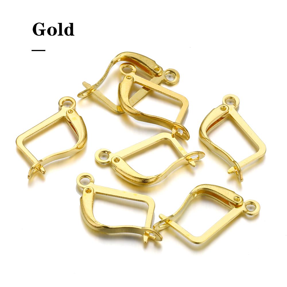 10-50pcs French Earring Hooks Gold Color Lever Back Open Loop Setting for DIY Earring Clips Clasp Jewelry Making Components