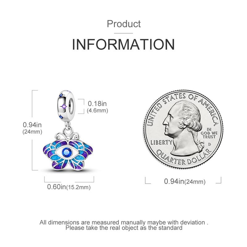 Original Charms Copper Blue-Purple Butterfly-Eye Pendant Fit Charms Plata Bracelets For Women Women Jewelry Making Diy