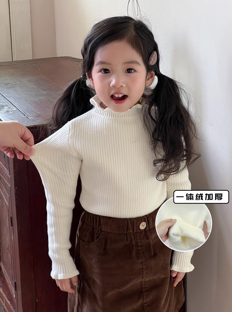 Kids Thickened One Piece Fleece Half Turtleneck Knit Sweater Anti Pilling Warm Base Layer Stylish Inner Wear Children Clothing