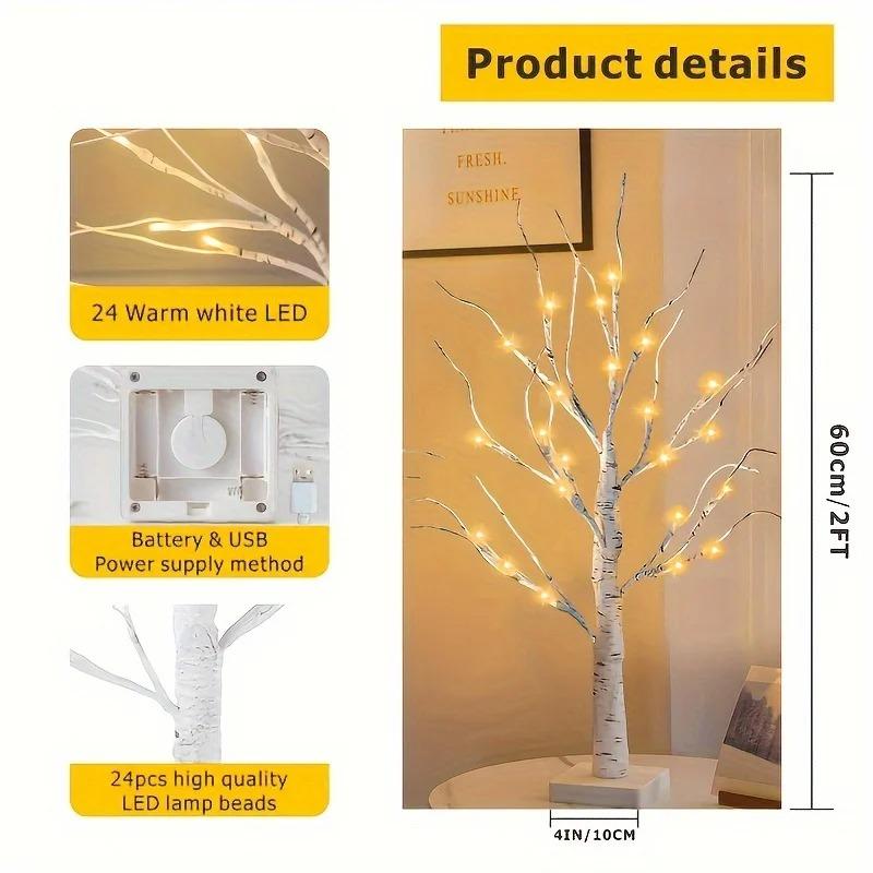 White Birch Branch Light LED Festive Lights USB & Battery Operated For Christmas Party Wedding Decoration Twig Outdoor Lights