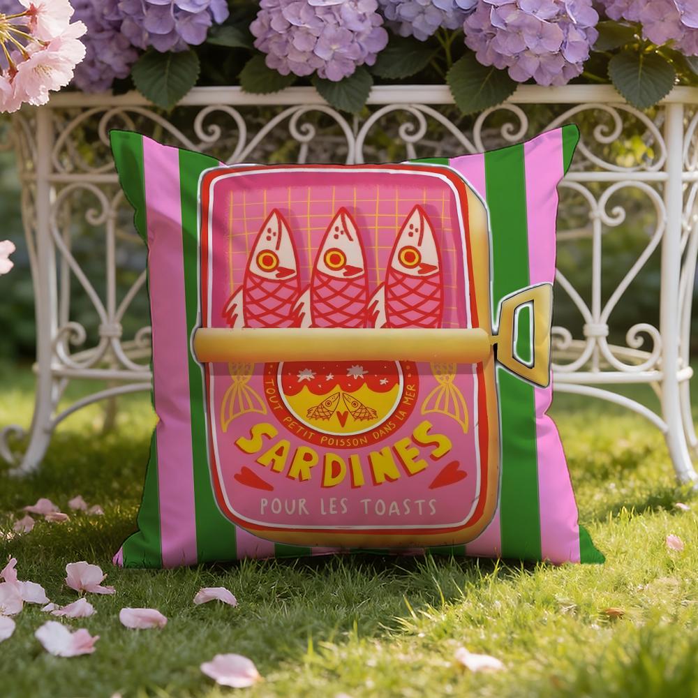 Cartoon S-Sardine C-Can cute Cushion Cover Home & Car Dual-Scene Pillow Cover: Reversible for Premium Comfort