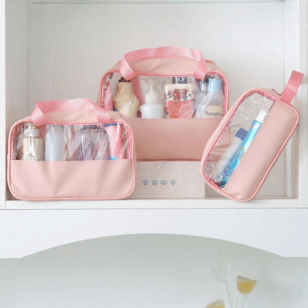 Transparent Travel Cosmetic Bag Zipper Closure Women Wash Pack Portable Toiletry Pouch  Makeup