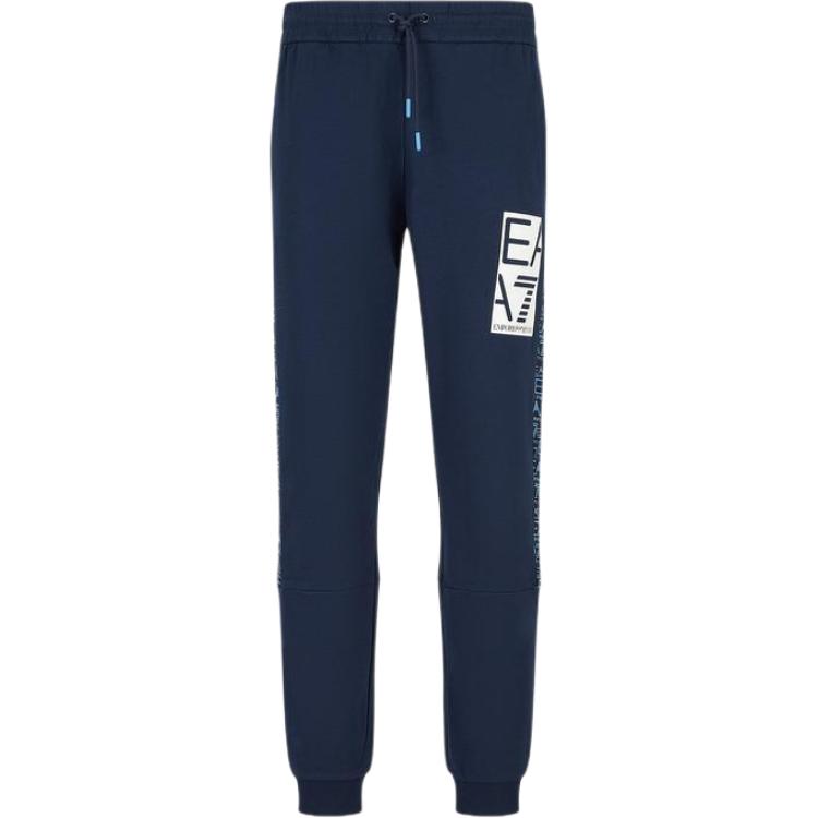Emporio Armani EA7 Letter Logo Print Drawstring Knit Sports Pants Men bottoms Navy-Blue 3RPP65-PJ05Z-1554