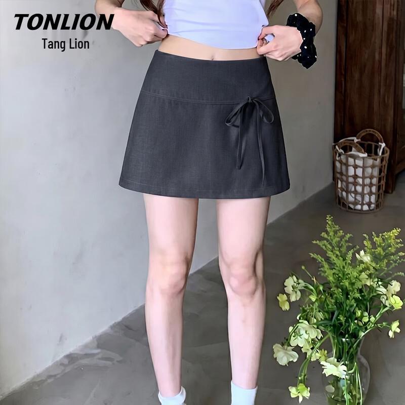 TonLion Women s Bowknot Tie-Waist Short Skirt XL