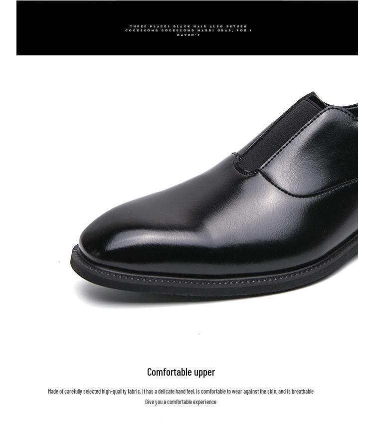 Men's Large Pointed Toe Leather Slip-on Shoes - Business, Formal, Wedding, Office Derby