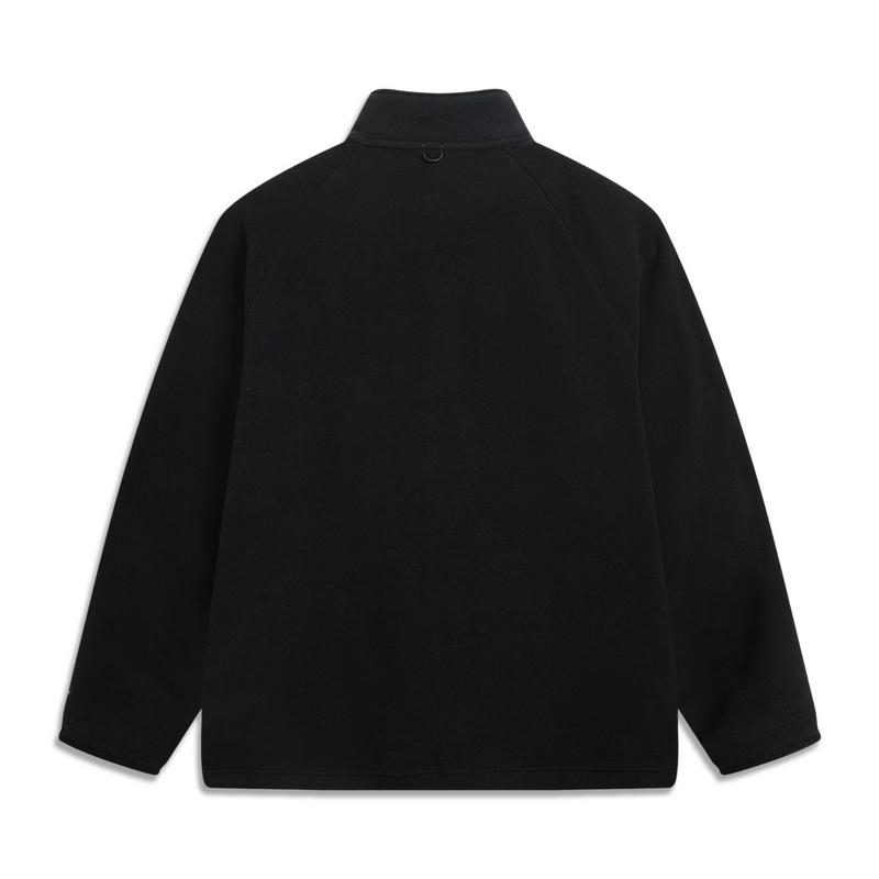 Li Ning Velvet Jackets Men's Black Stand Collar Thickened AWDV917-1